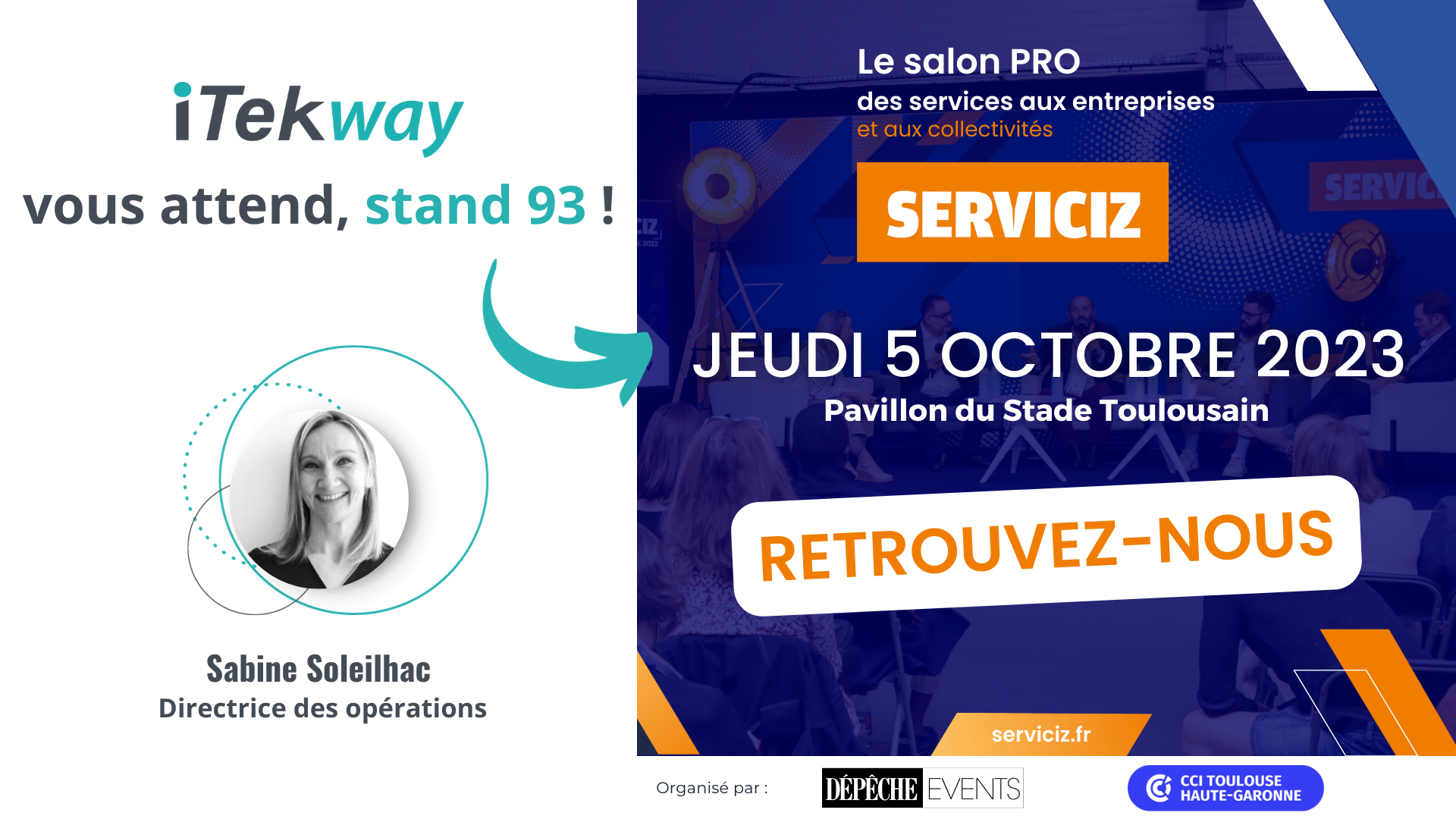 Logo d'iTekway et mention du stand 93 à Toulouse, entreprise adaptée en Occitanie.